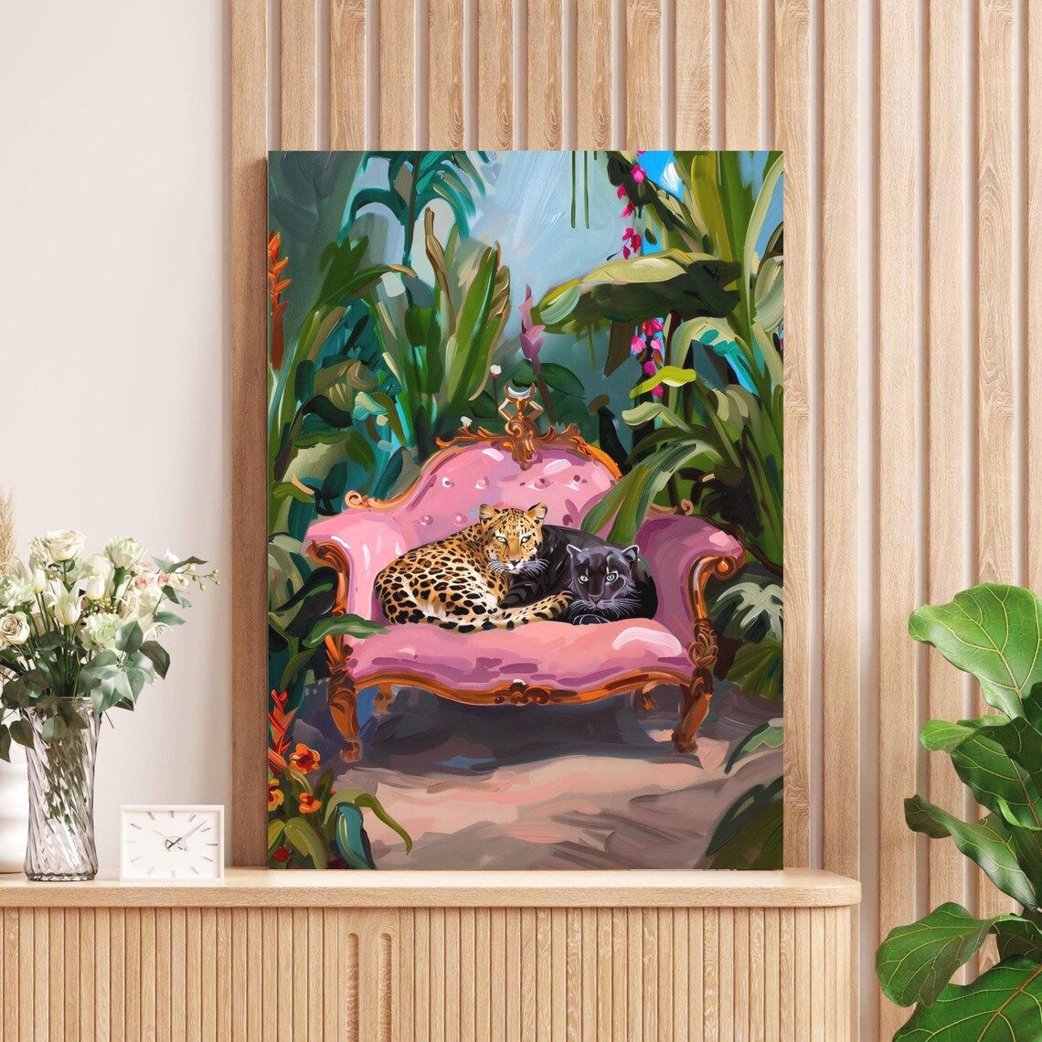 Black Panther and Leopard Maximalist Jungle Art Print