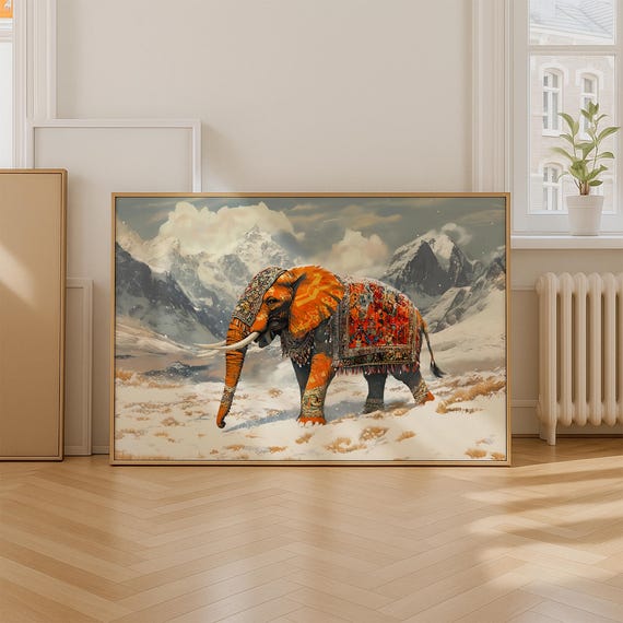 Maximalist Wall Art Elephant Print Extra Large Decor Prints Oversized Posters