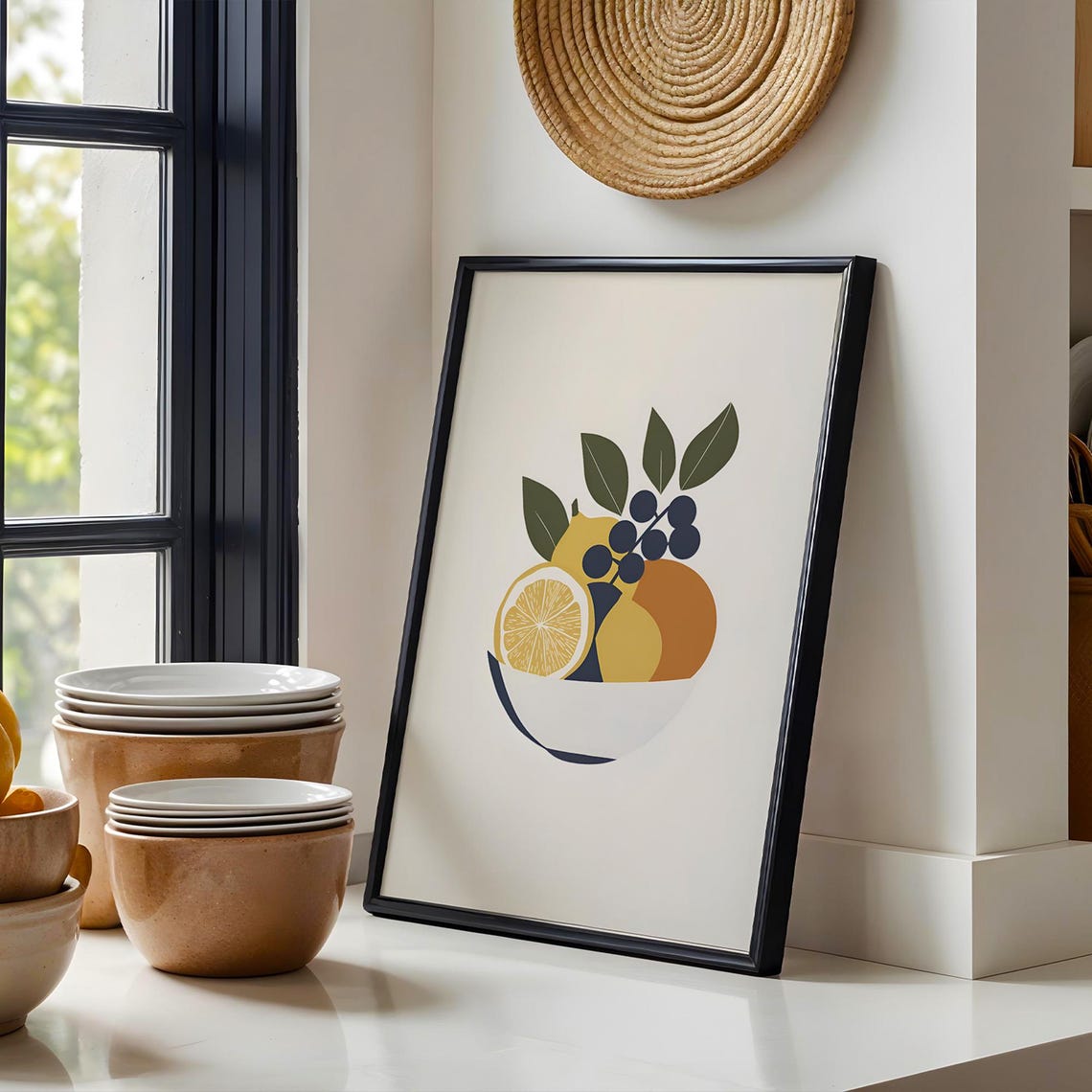 Kitchen Wall Art Modern Prints Matisse Style Fruit Print Minimalist Decor For