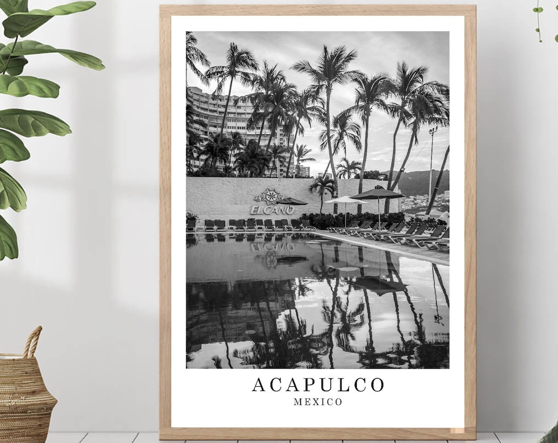 Acapulco Black and White Travel Poster Print