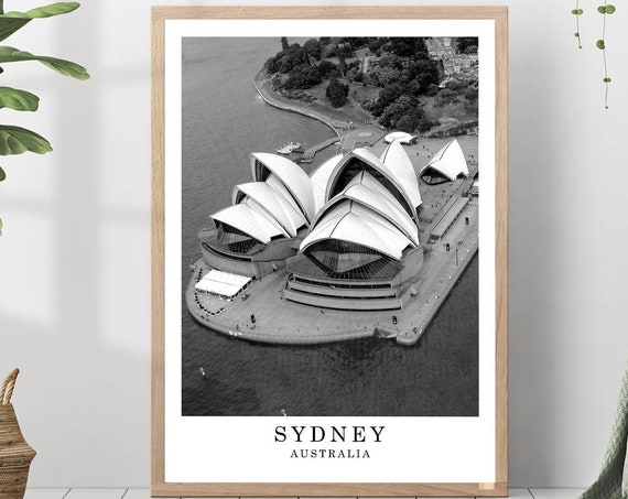 Sydney Travel Poster Black And White Photo City Landmark Wall Art Print Decor Gift