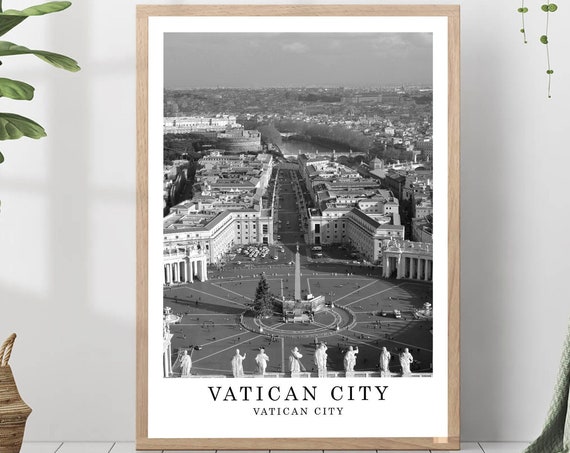 Vatican City Travel Print Black And White Photo Landmark Poster Wall Art Decor Gift