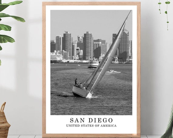 San Diegotravel Print Diego Black And White Photo City Landmark Wall Art Decor Gift Poster
