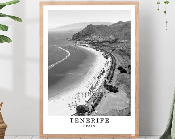 Tenerife Travel Print Black And White Photo Canary Islands Landmark Wall Art Decor Poster Gift
