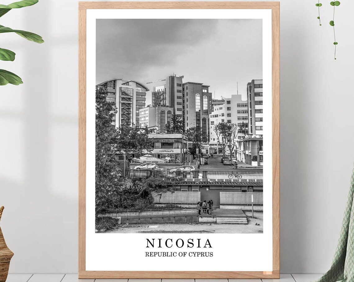 Nicosia Cyprus Capital Street View Black And White Travel Photo Poster