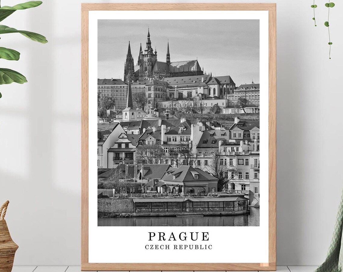 Prague Castle St Vitus Cathedral Black and White Photography Poster