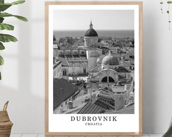 Dubrovnik Black and White Travel Poster Print