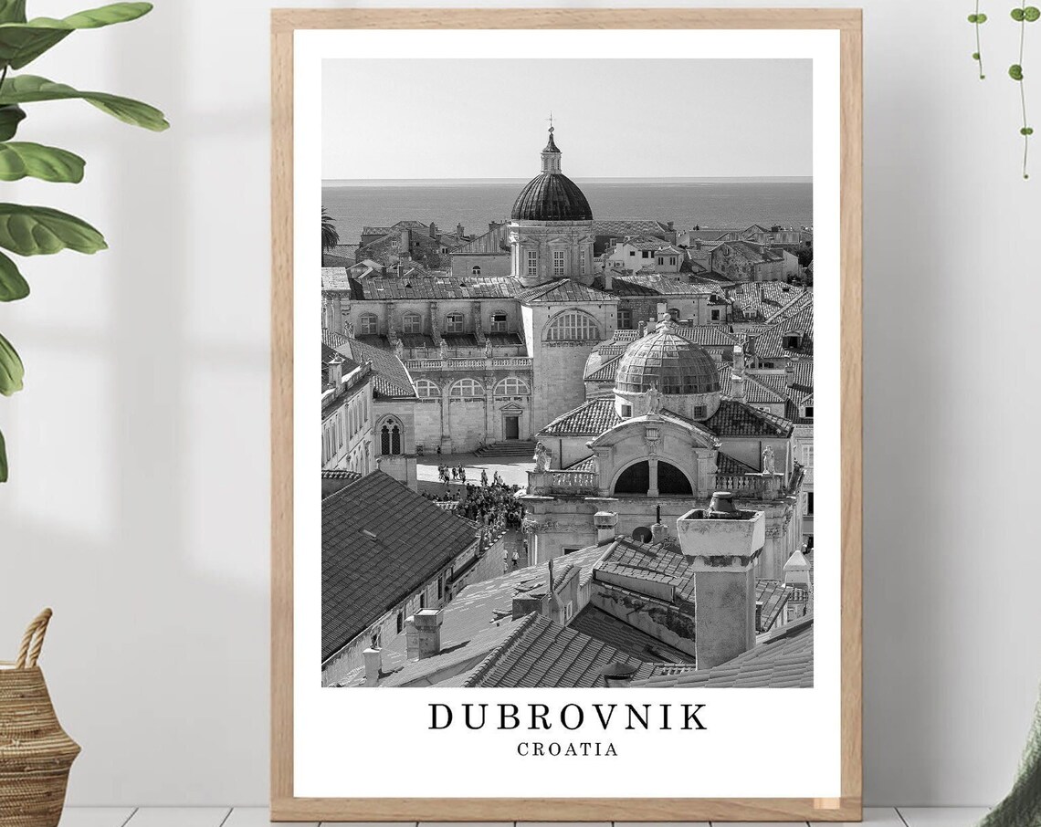 Dubrovnik Black and White Travel Poster Print