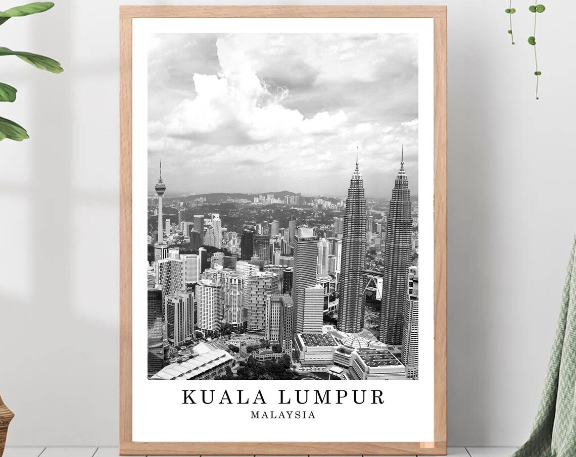 Kuala Lumpur Petronas Twin Towers Skyline Black White Poster