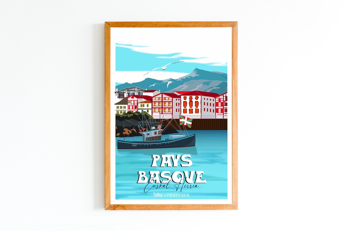 Basque Country Minimalist Vintage Travel Poster