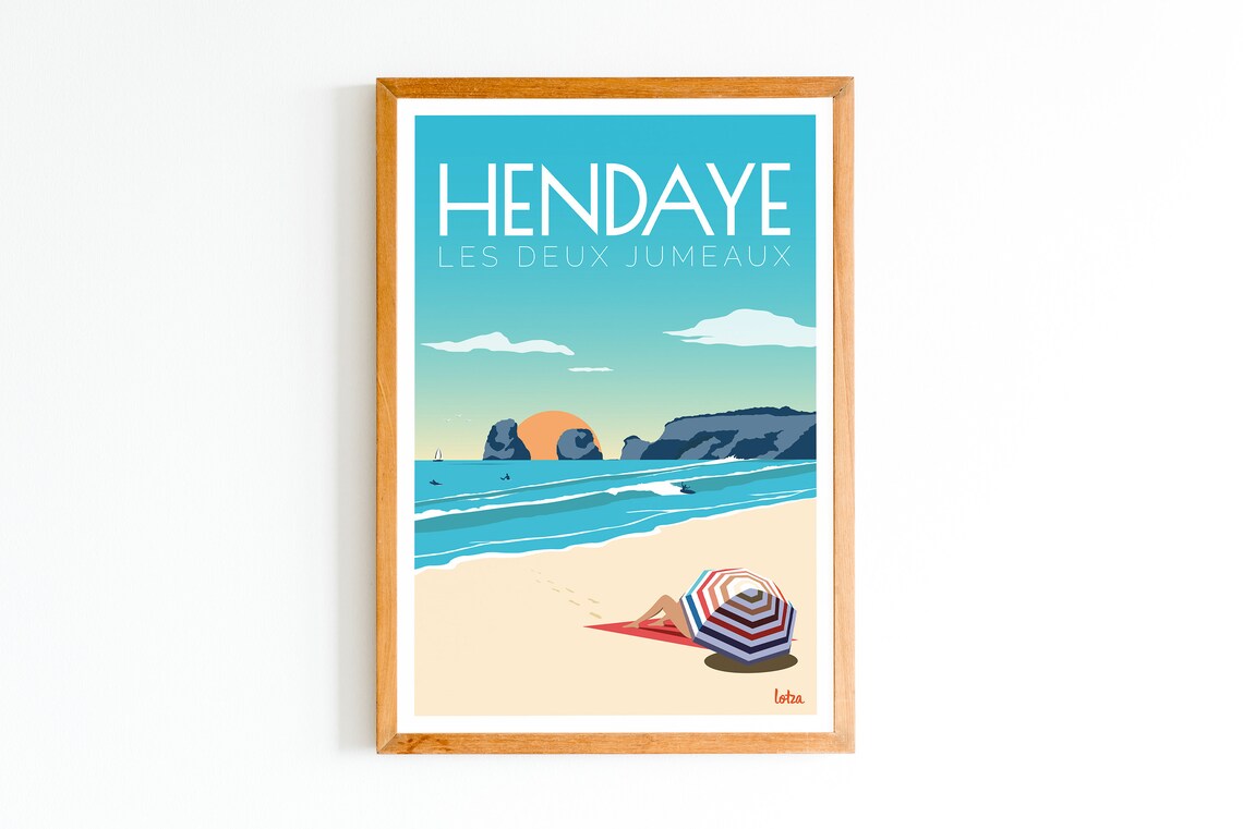 Hendaye Minimalist Vintage Travel Poster