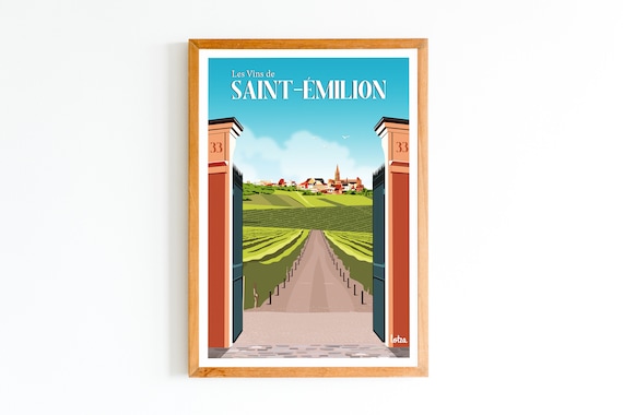Saint Emilion Wine Vineyard Gate Village Vintage Travel Poster