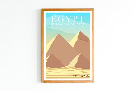 Pyramids Of Giza Poster Egypt Minimalist Vintage Travel Home Decor