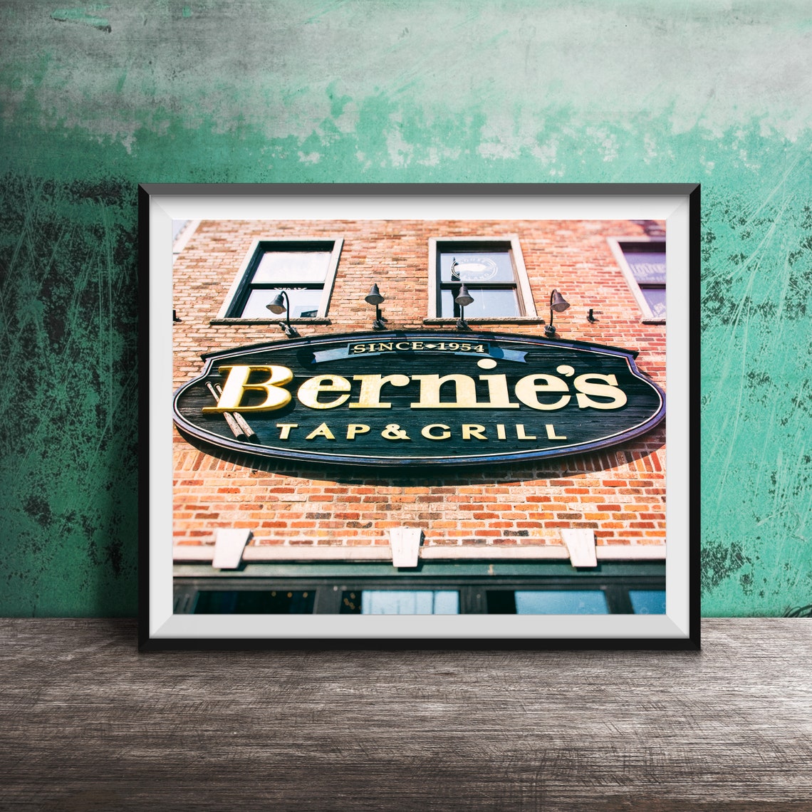 Bernie's Tap and Grill Since 1954 Brick Bar Sign Photography Poster