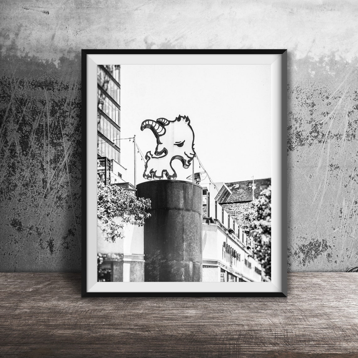 Little Goat Diner Chicago White Goat Rooftop Statue Sign Poster - Image 2