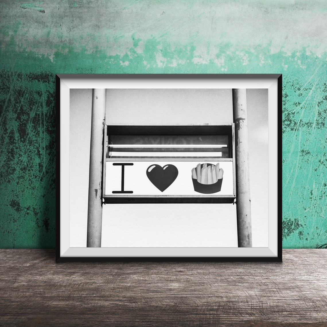 I Love French Fries Retro American Kitchen Sign Photography Poster - Image 2