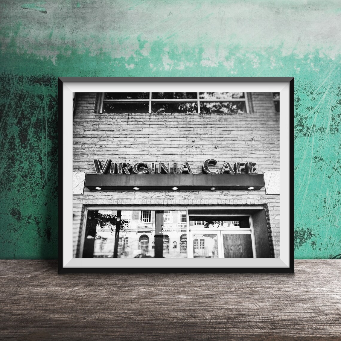 Virginia Cafe Vintage Neon Sign on Brick Building Photography Poster - Image 2