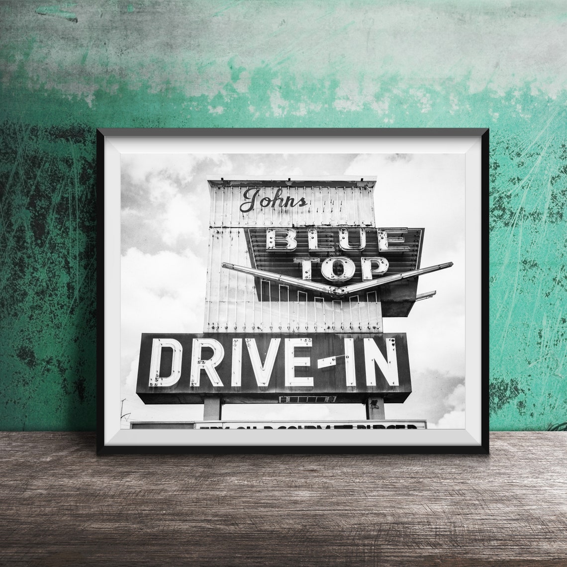 Johns Blue Top Drive-In Retro Neon Diner Sign Classic Photo Poster - Image 2