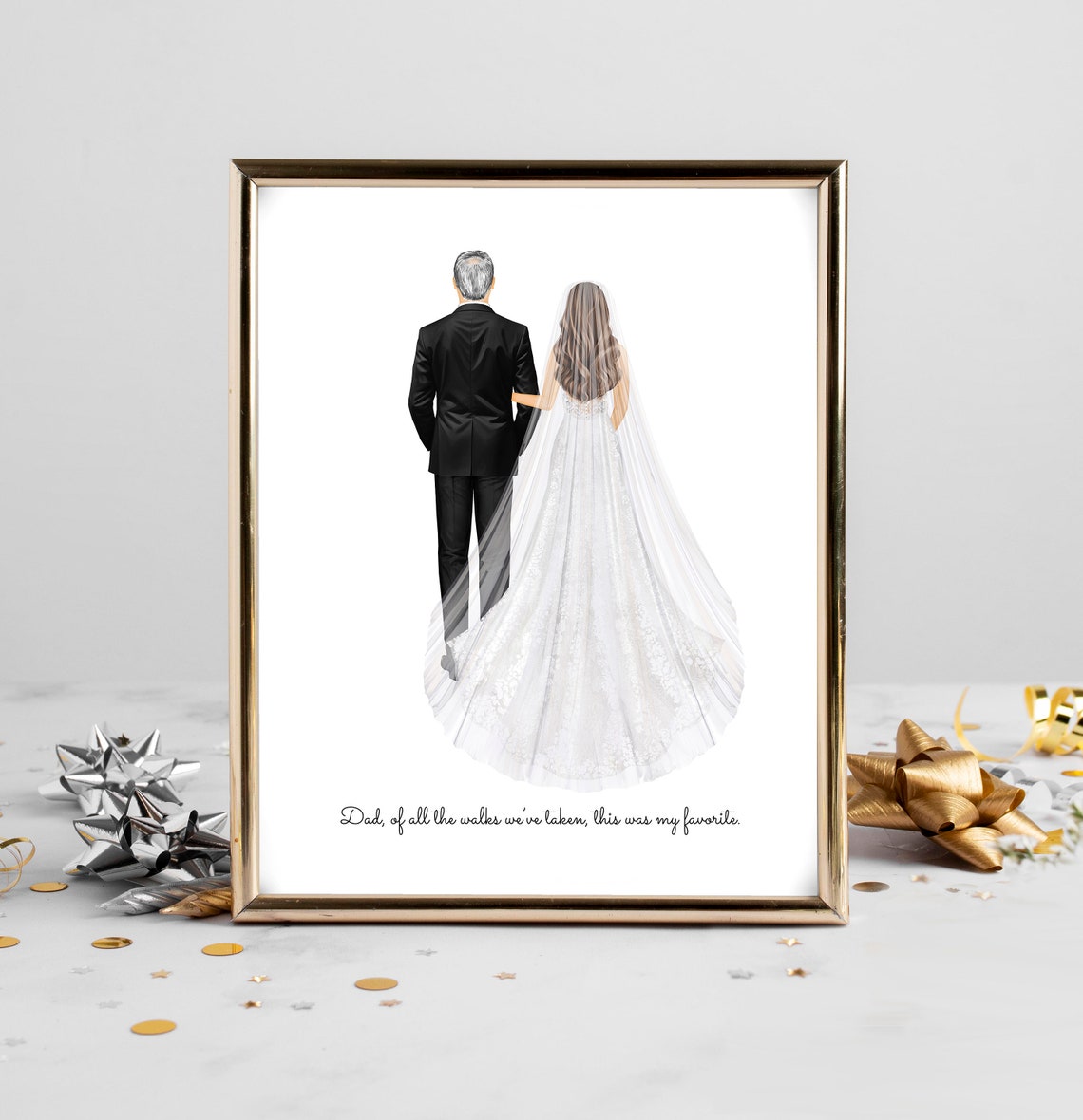Bride Walking Down The Aisle With Father Sentimental Quote Poster