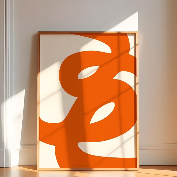 Abstract Wall Art Large Size Minimalist Print Modern Decoration File Contemporary Bold Orange Poster