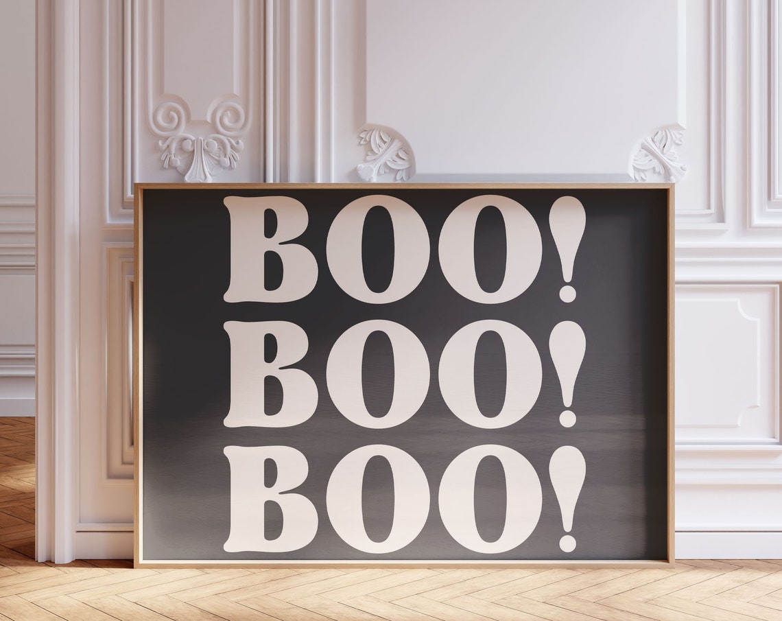 Boo Halloween Spooky Retro Ghost Lettering Mantel Decor Art Poster