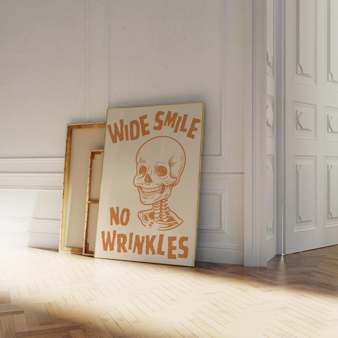 Wide Smile No Wrinkles Funny Halloween Skeleton Skull Poster - Image 3