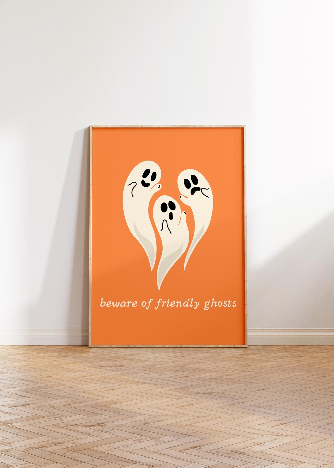 Beware Of Friendly Ghosts Minimalist Halloween Poster - Image 4