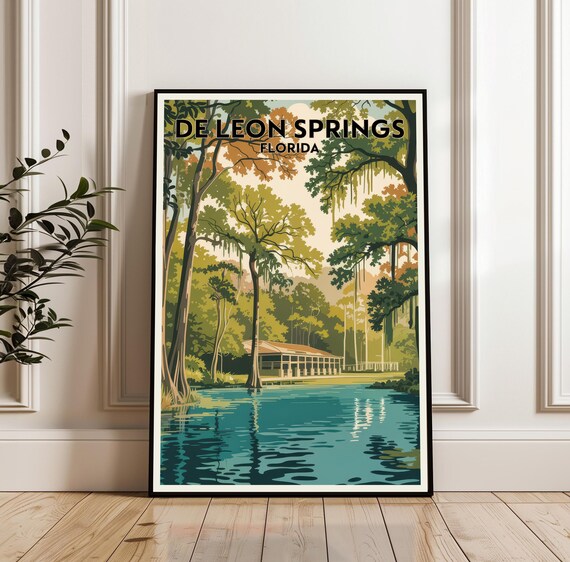 De Leon Springs Florida Natural Spring Pool Cypress Travel Poster