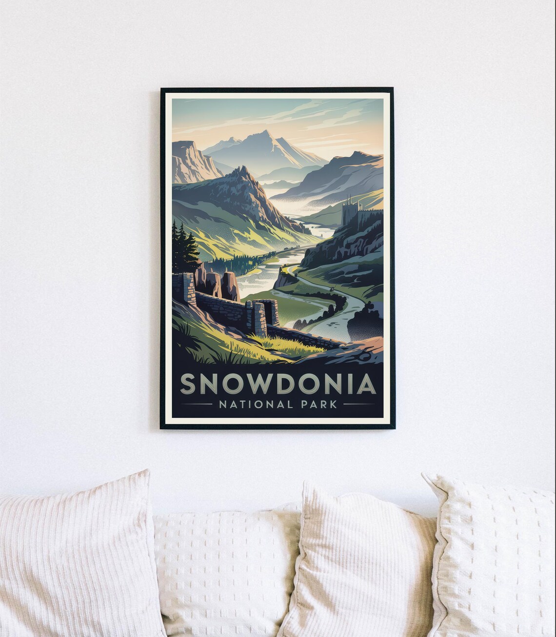 Snowdonia National Park Wales Mountain Valley Vintage Style Poster