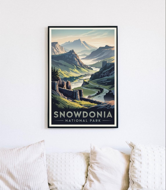 Snowdonia National Park Wales Mountain Valley Vintage Style Poster