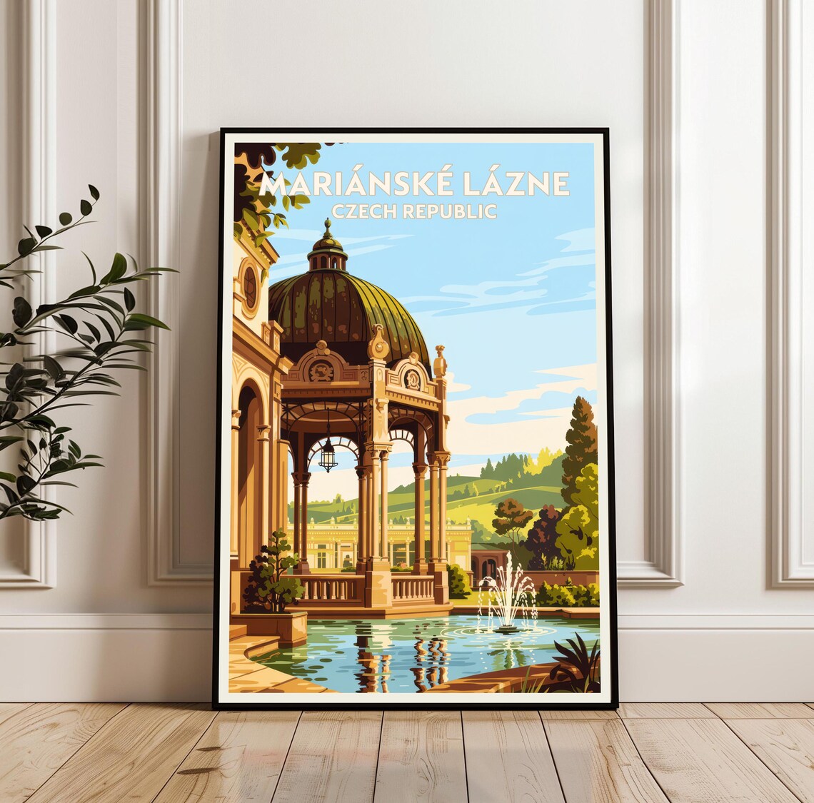 Marianske Lazne Czech Republic Colonnade Fountain Travel Poster