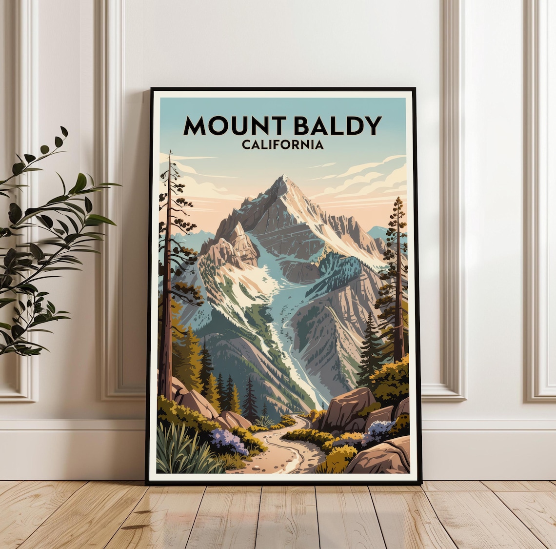 Mount Baldy California Peak Hiking Trail Mountain Travel Poster