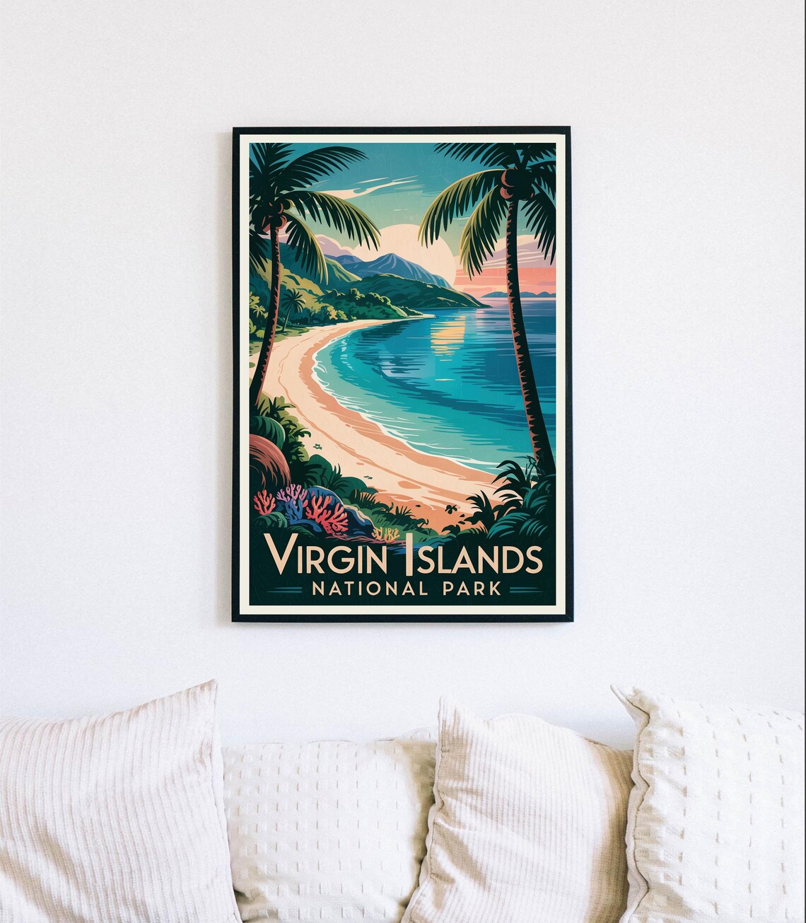 Virgin Islands National Park Tropical Beach Sunset Scenic Poster