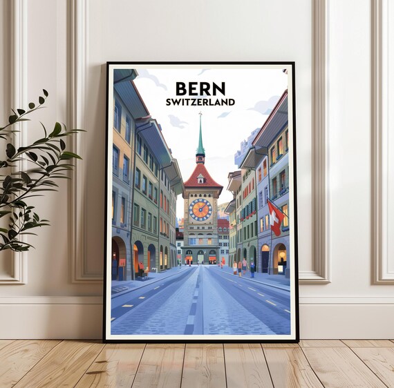 Bern Old Town Zytglogge Clock Tower Switzerland Travel Poster