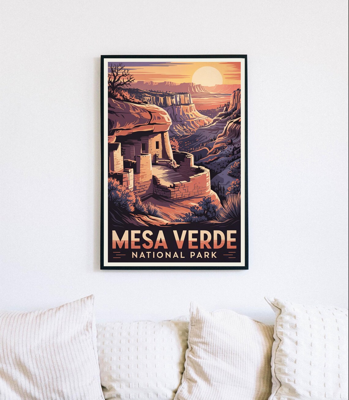 Mesa Verde National Park Cliff Dwellings Sunset Travel Poster