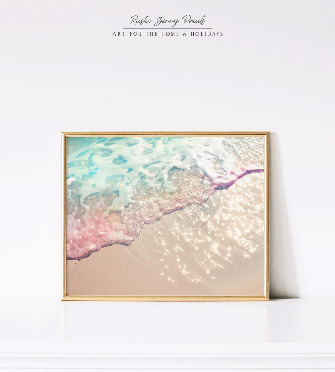 Sparkling Turquoise Ocean Wave Beach Sand Coastal Wall Print