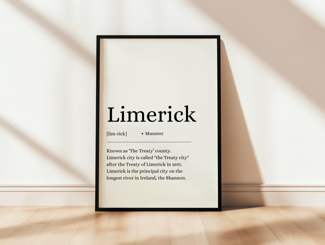 Limerick Ireland County Definition Treaty City Typography Poster