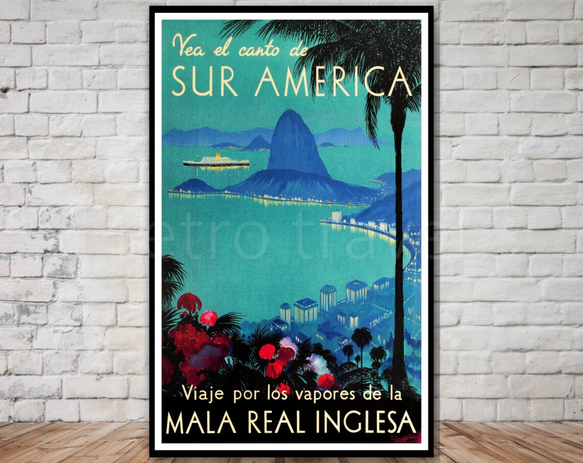 South America Vintage Travel Poster, Ocean Liner