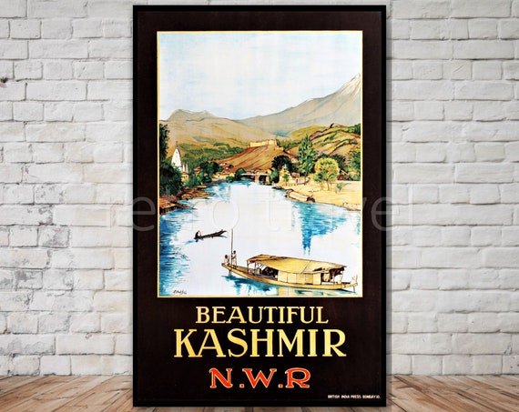 Kashmir Travel Poster North Western Railway Instant Kashmir River Travel Poster Retro Travel Print