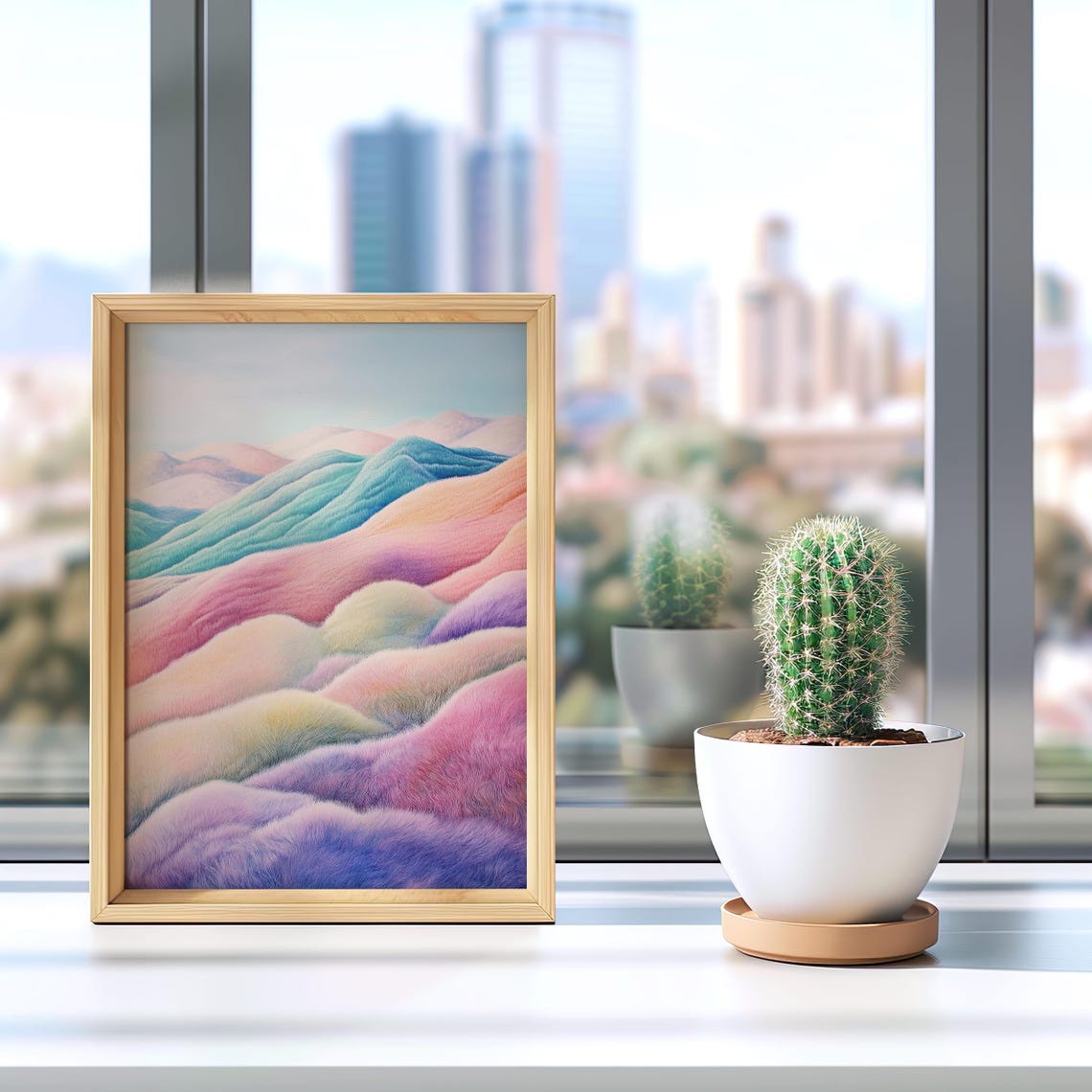 Pastel Rainbow Rolling Hills Dreamy Abstract Landscape Poster - Image 4