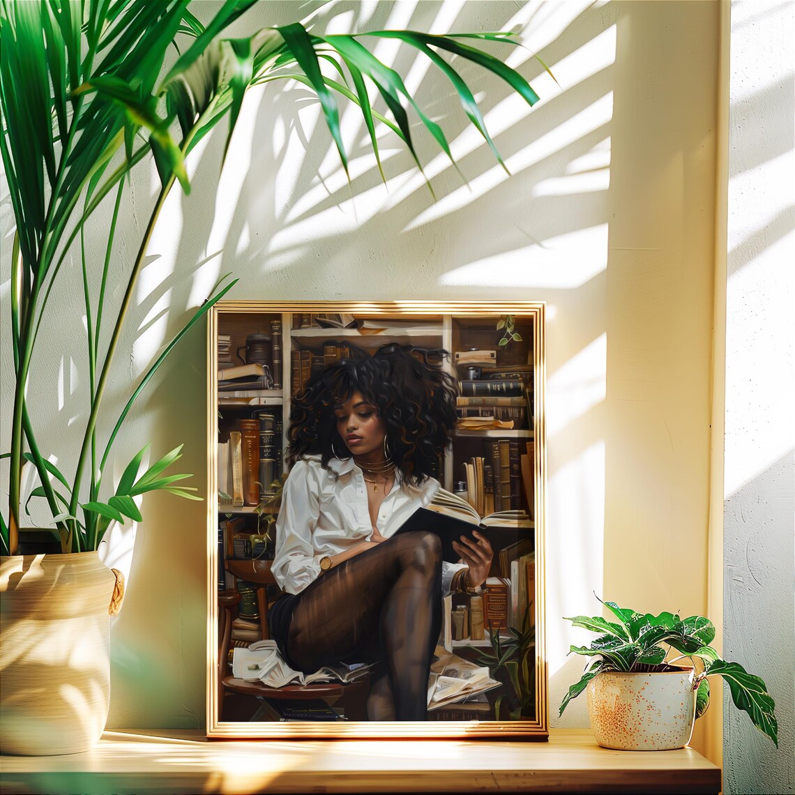 Black Woman Reading Art Print, Library Decor - Image 4
