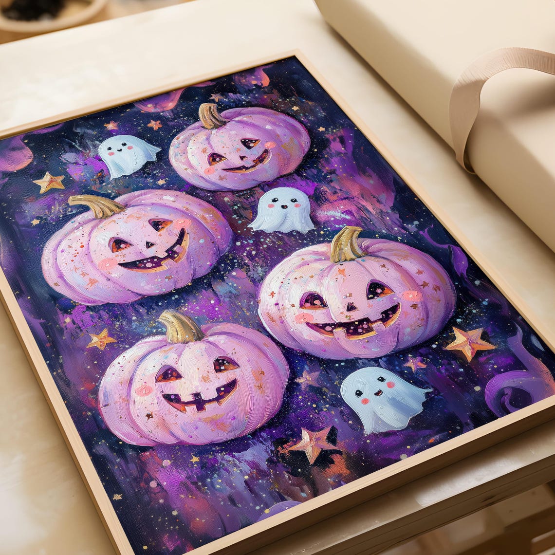 Pink Halloween Jack O Lantern Ghost Galaxy Cute Spooky Poster - Image 4