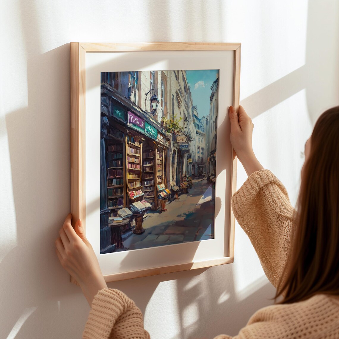 Paris Bookshop Street Painting Cozy Bookstore Europe Travel Poster - Image 7