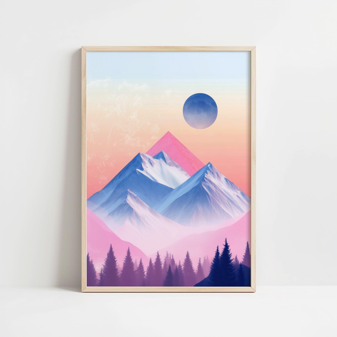 Abstract Mountain Pastel Landscape, Modern Nature Art - Image 8