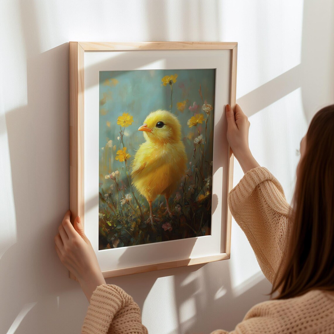 Cute Yellow Baby Chick Wildflowers Spring Easter Farmhouse Nursery Poster - Image 3