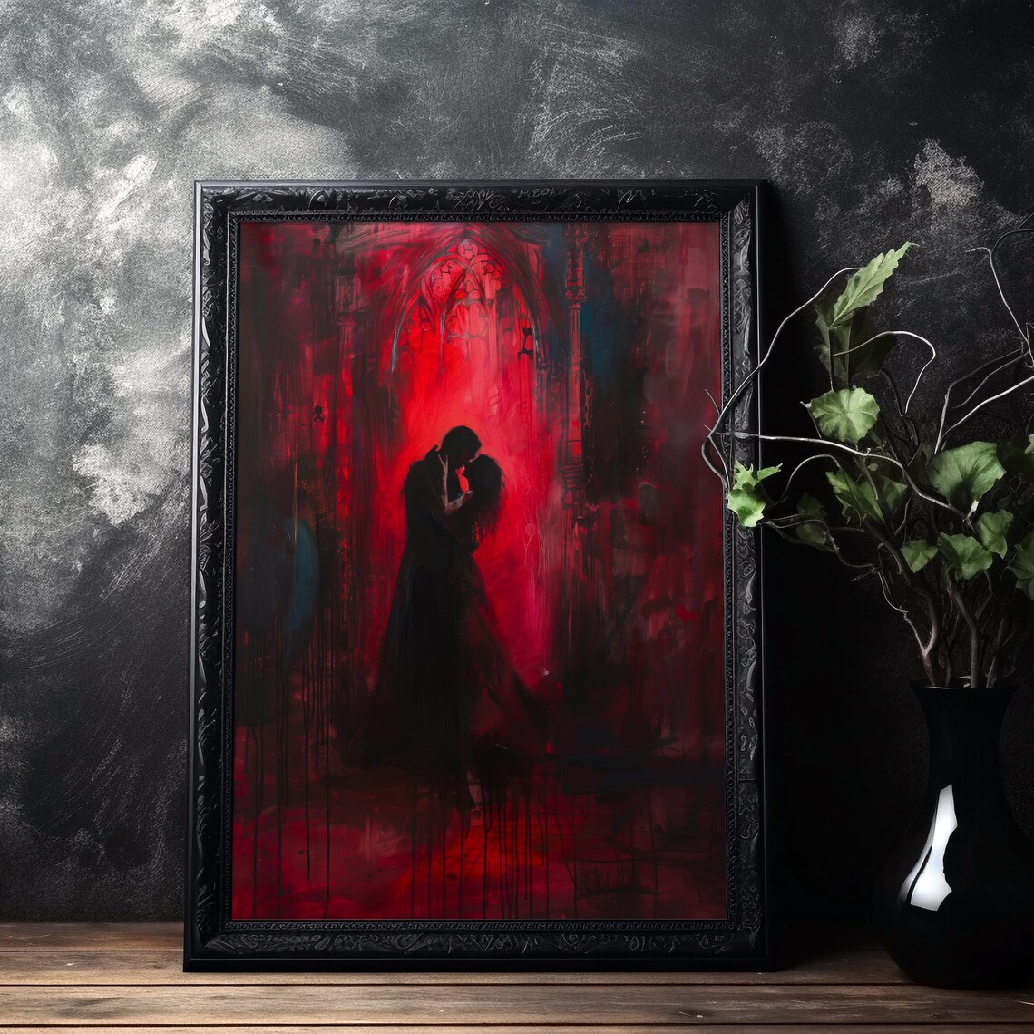 Gothic Romantic Couple Art Print, Dark Romance - Image 3