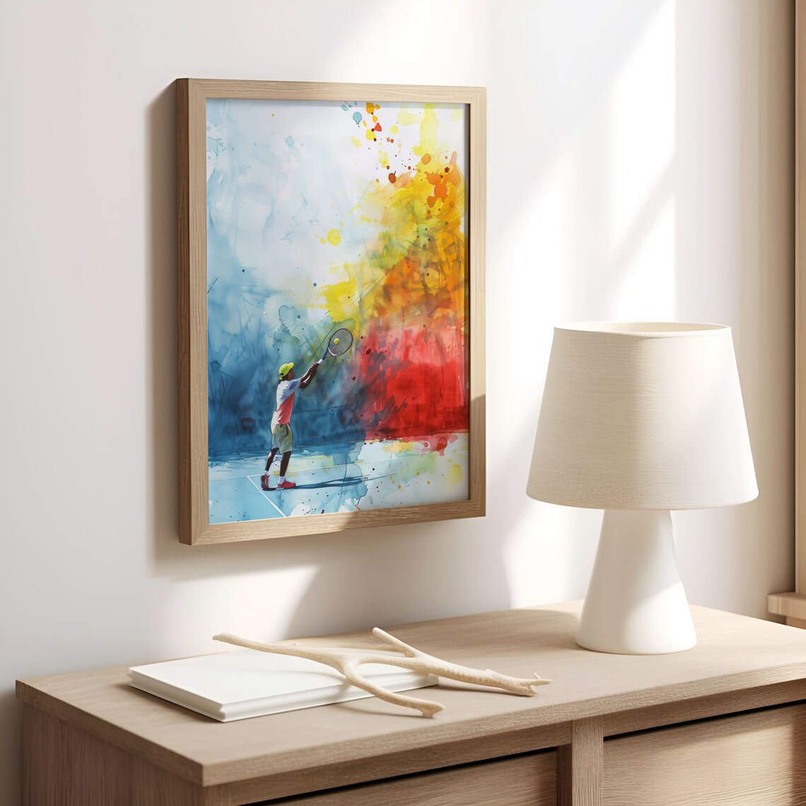 Tennis Player Serve Watercolor Color Splash Sports Art Poster - Image 8
