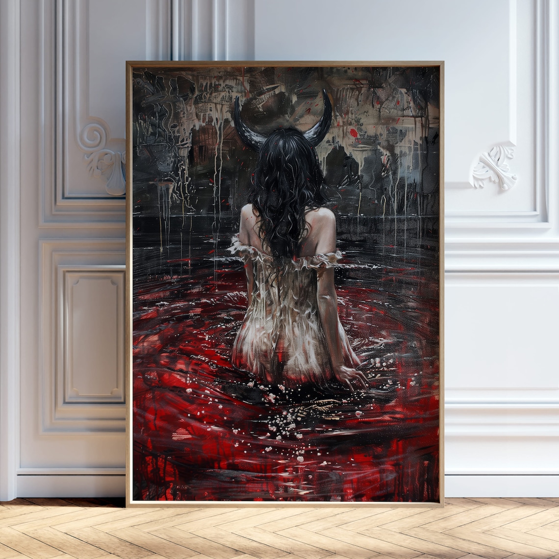 Demon Woman Gothic Art Print, Dark Academia