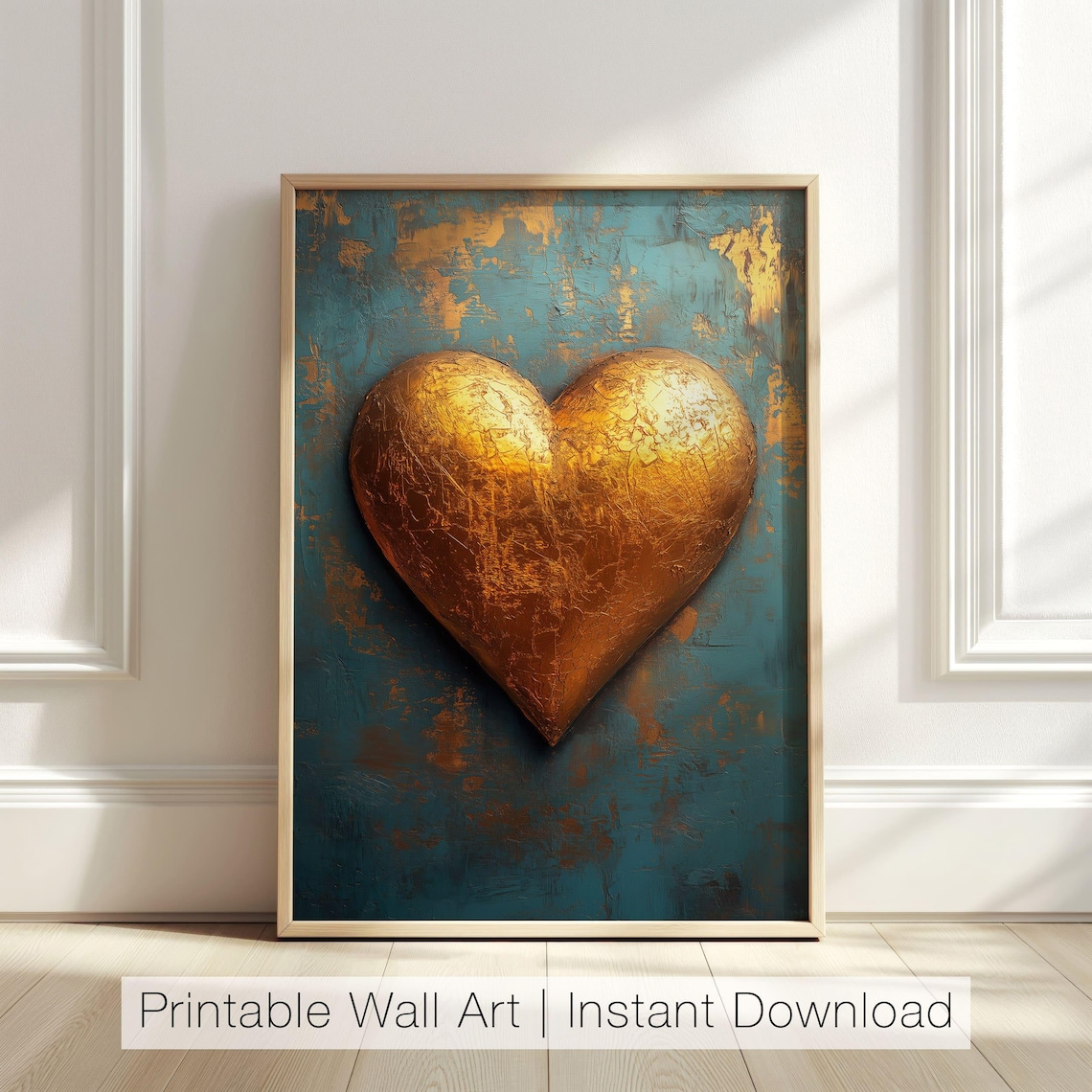 Gold Heart Abstract Love Art Print, Romantic Decor