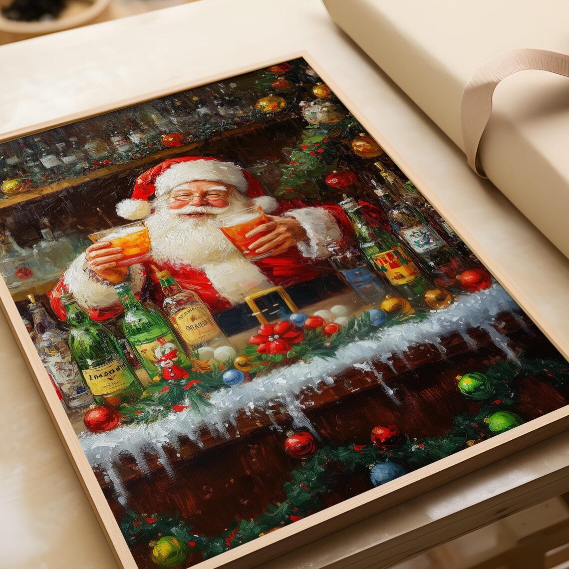 Funny Santa Claus Bar Art Christmas Poster - Image 4